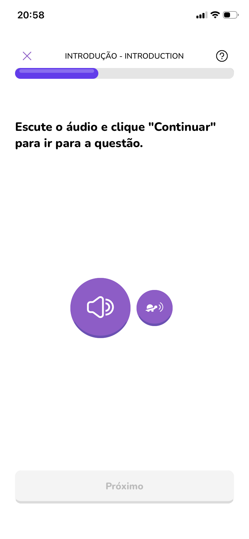 Tela do app: escute